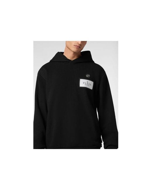 Philipp Plein Black Logo-Print Hoodie