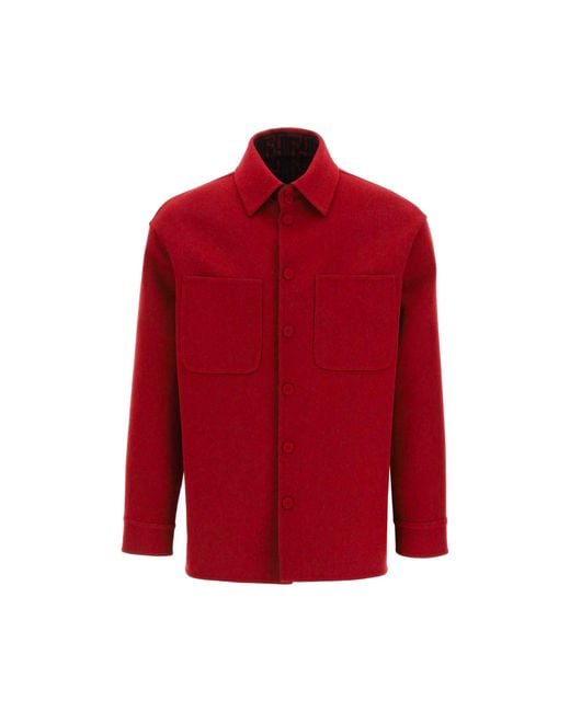 Fendi Red Wool Ff Monogram Jacket for men