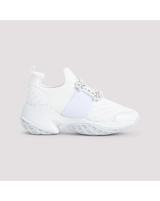 Roger Vivier White Run Strass Buckle Sneakers