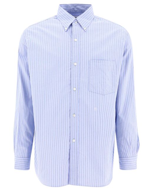 Nanamica Blue "Wind" Striped Shirt for men