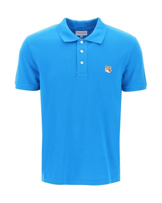 Maison Kitsuné "Fox Head Patch Polo Shirt" in Blue für Herren