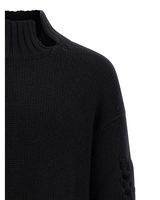 Yohji Yamamoto Blue Macramé Insert Sweater for men