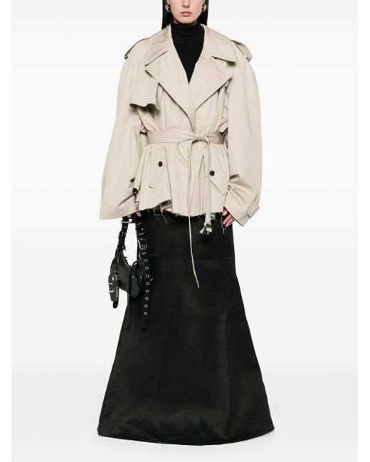Balenciaga Natural Cotton Cropped Trench Coat