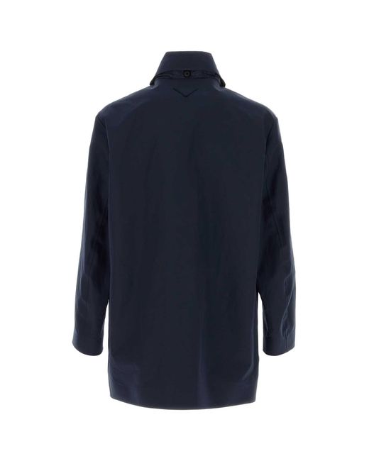 Prada Blue Poplin Overcoat for men