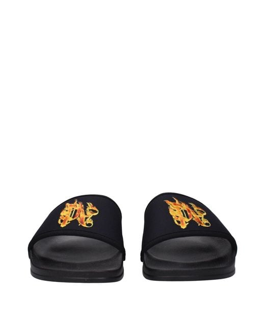 Palm Angels Blue Slippers And Clogs Fabric