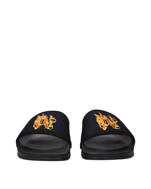 Palm Angels Blue Slippers And Clogs Fabric