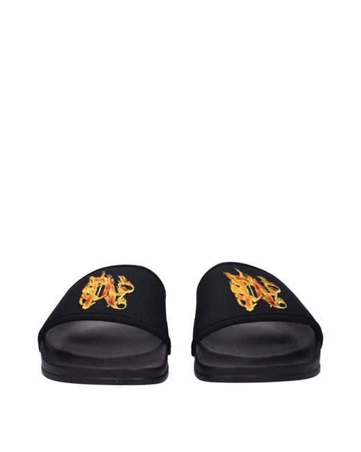 Palm Angels Blue Ciabatte E Zoccoli Uomo Tessuto Nero for men