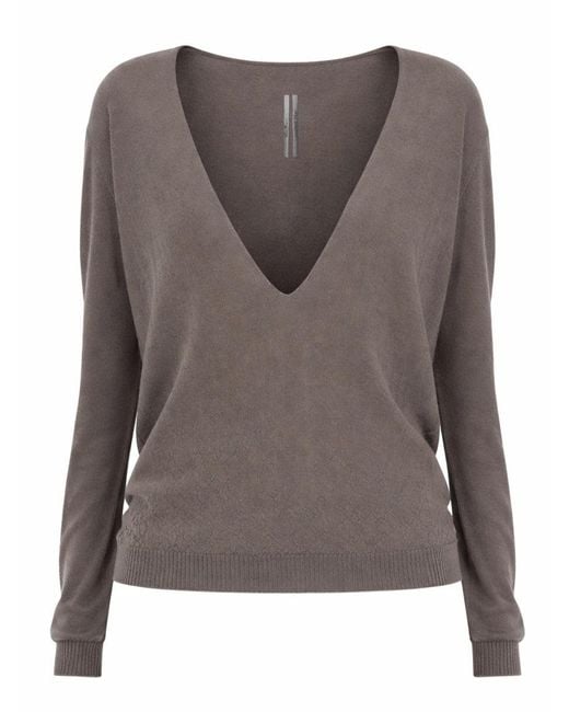 Rick Owens Brown V Neck Sweater