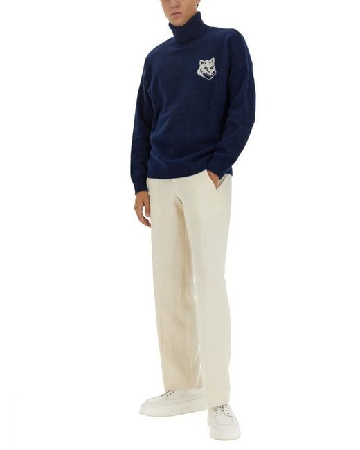 Maison Kitsuné Blue Maison Kitsuné Fox Head Jersey for men
