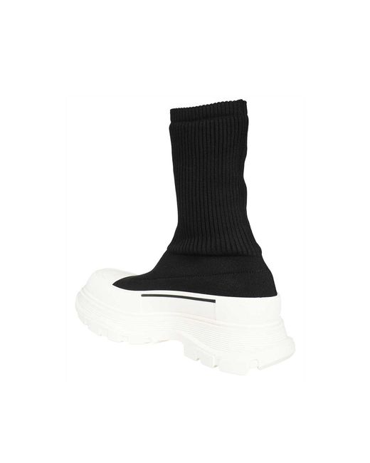 Alexander McQueen Black Sock-style Logo-print Boots
