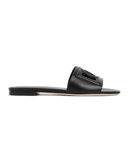 Dolce & Gabbana Black Flat Slide Sandals For