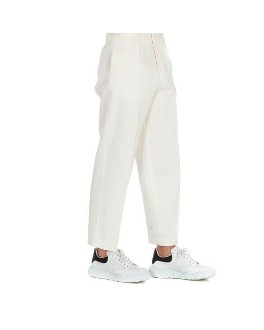 Gcds White Cropped Cotton Trousers for men