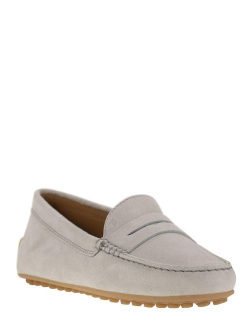 Tod's White City Gommino Suede Loafer