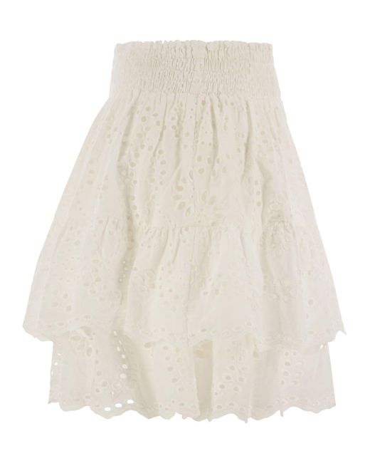 Mc2 Saint Barth Natural Eivissa Miniskirt With Ruffles
