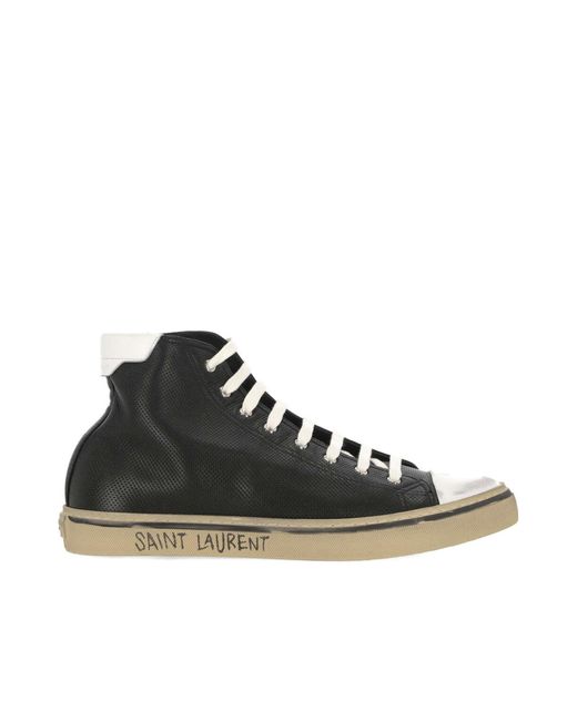 Saint Laurent Malibu Lederen Sneakers in het Black voor heren