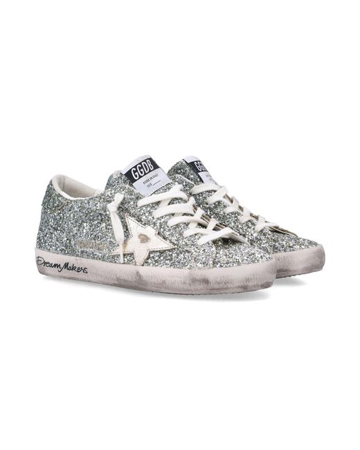 Golden Goose Deluxe Brand White Glitter Super-Star Sneakers