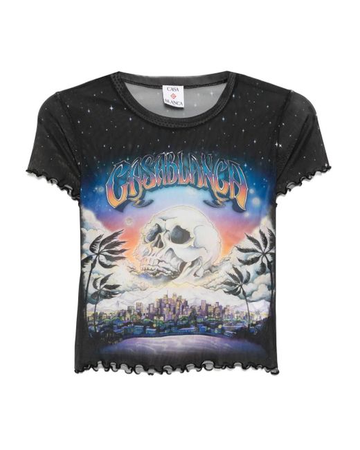 Casablanca Bedrukt Mesh T -shirt in het Black