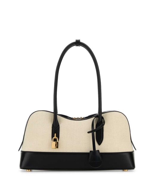 Stella McCartney Black Sand Canvas Ryder Shoulder Bag