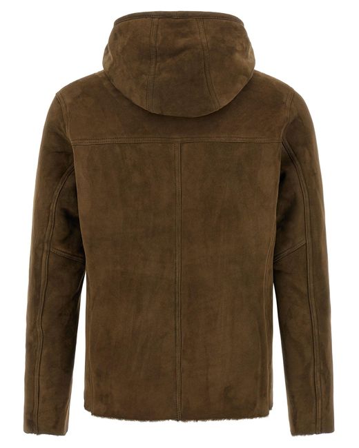 Giorgio Brato Green Shearling Hooded Jacket for men