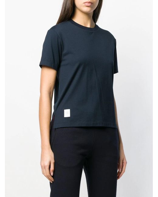 Thom Browne Blue Logo-Patch Short-Sleeve T-Shirt