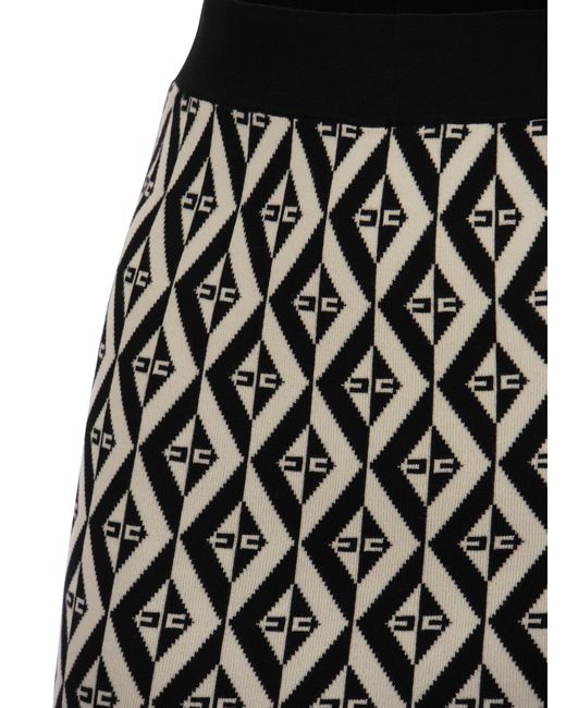 Longuette in Diamond Print Knit di Elisabetta Franchi in Black
