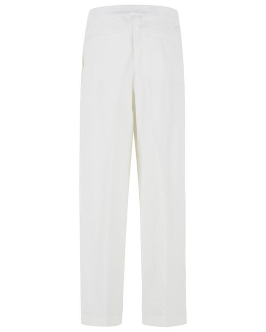 Jil Sander White Milk Cotton And Silk Trousers