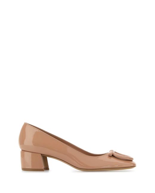 Ferragamo Brown Skin Leather Mara 40 Pumps