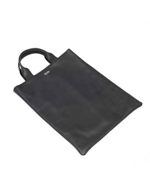 LA ROSE Black Leather Shopping Bag