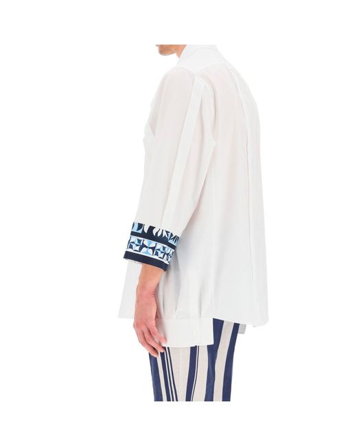 Dolce & Gabbana White Maiolica Print Shirt for men
