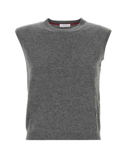 Ferragamo Gray Stretch Cashmere Blend Vest