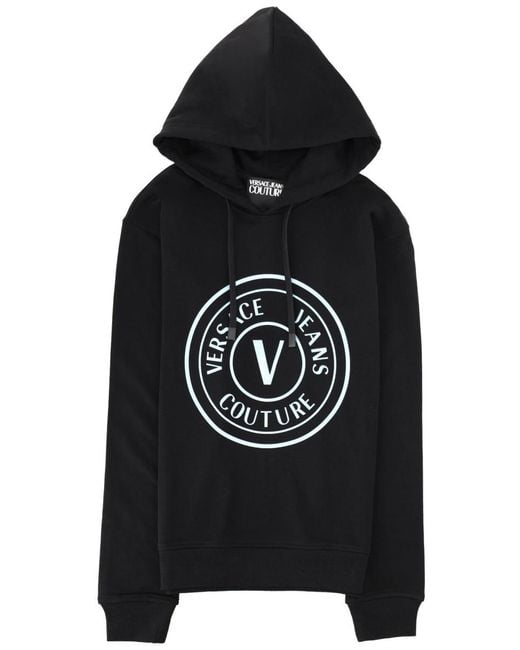 Versace Jeans Couture Black Logo Hooded Sweatshirt