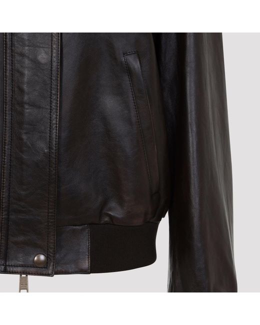 Prada Leren -jack in het Black
