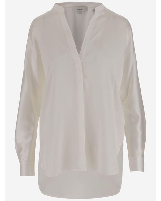 Vince White Silk Satin Blouse