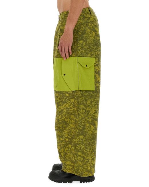 C P Company Green Wide-Leg Cargo Pants With Textured Pattern for men