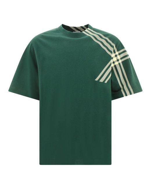 Burberry Check Sleeve Cotton T -Shirt in Green für Herren