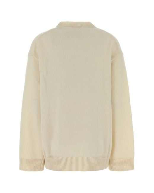 Ganni White Ivory Wool Blend Oversize Sweater