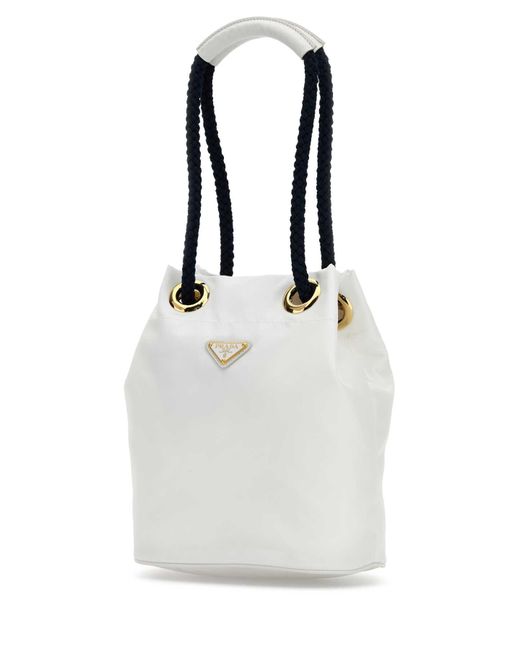 Prada White Re-nylon Mariner Bucket Bag