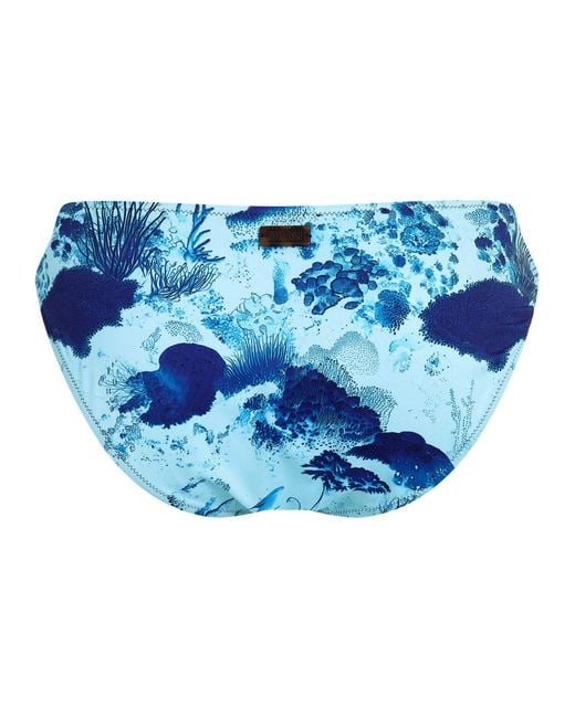 Vilebrequin Blue Bikini Bottoms With Marine Print And Side Details