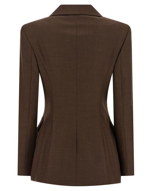 Magda Butrym Brown 03' Single-Breasted Wool Blazer