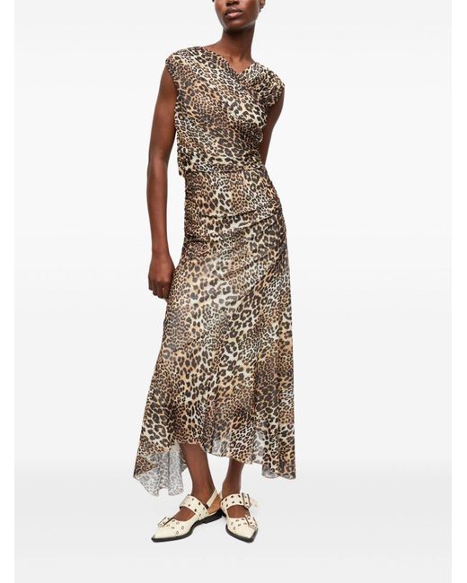 Ganni Natural Leopard Print Midi Dress for men