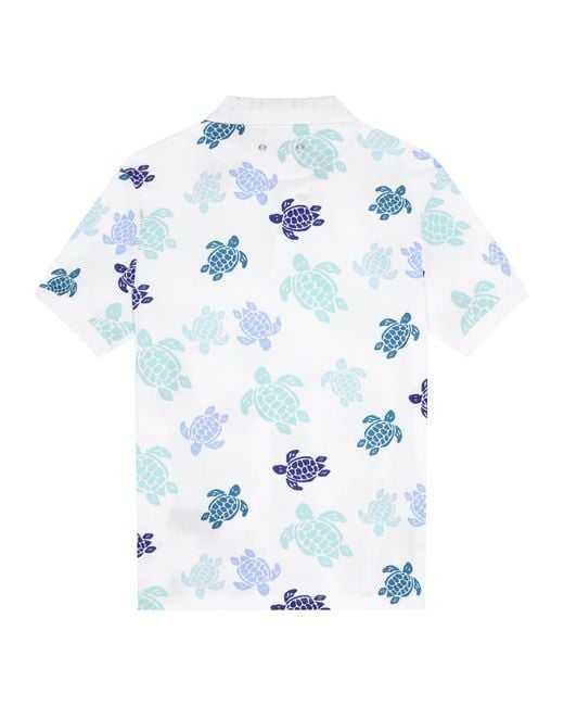 Vilebrequin Blue Organic Cotton Polo Shirt With Turtle Print