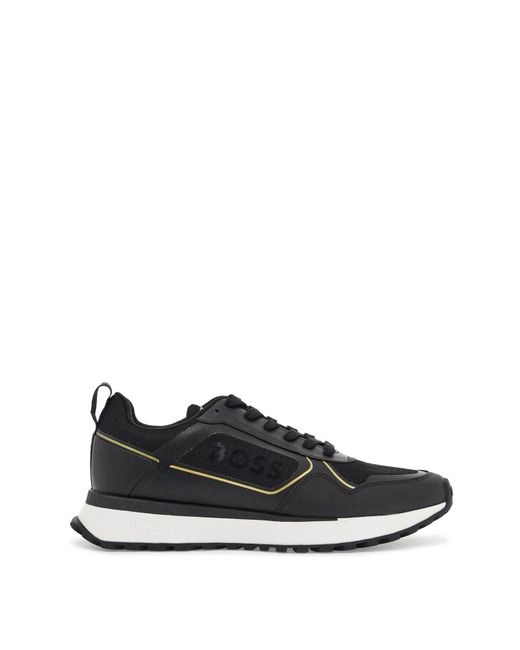 Boss Black Sneakers Jonah Runn Merbl Nere Con Dettagli Oro E Suola for men