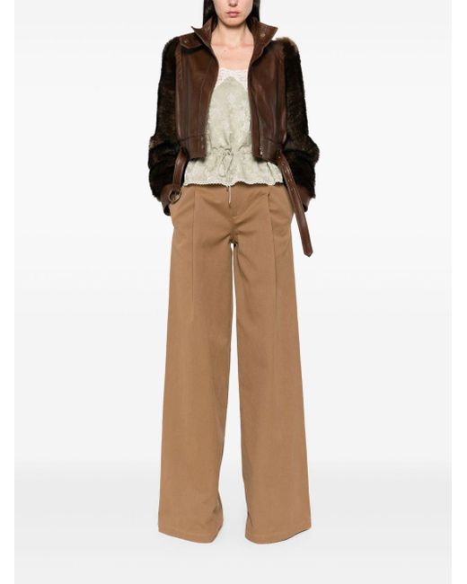 Chloé Brown Cotton Wide-Leg Trousers