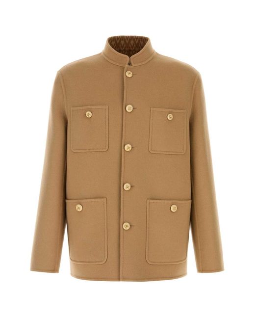 Valentino Garavani Brown Camel Wool Blend Jacket for men