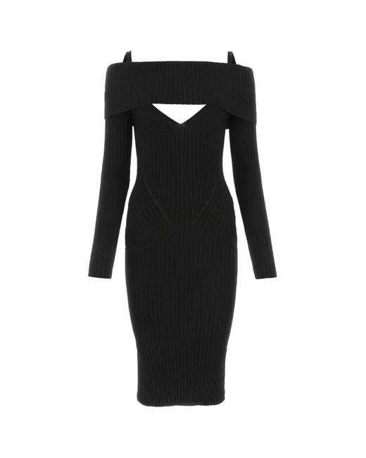 ANDREA ADAMO Black Stretch Viscose Blend Dress