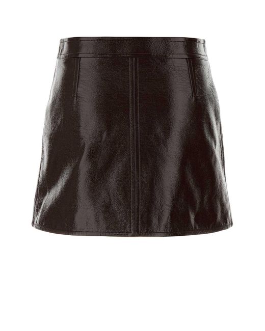 Courreges Black Chocolate Vinyl Mini Skirt