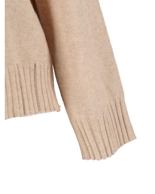 Fabiana Filippi Natural Platinum-Hued Crew Neck Sweater With Ribbed Details