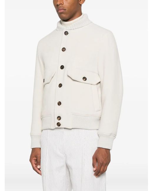Eleventy White Geknöpfte Jacke