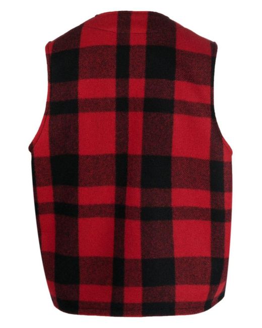 Filson Red Mackinaw Plaid-check Wool Gilet for men