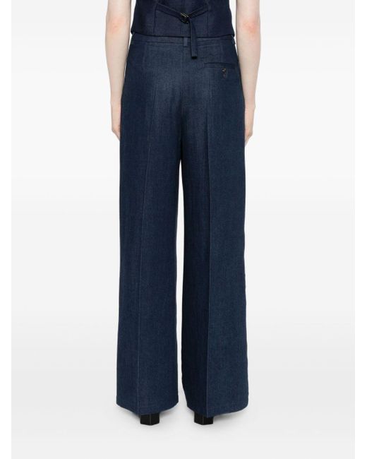 Liu Jo Blue Pleated Front Trousers With High Waist